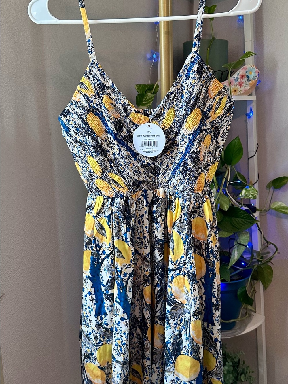 Yellow & Blue Lemon Print Maxi Dress - Picture 7 of 7